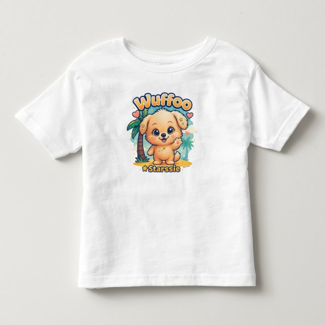 Camiseta Wuffoo Starssie Kawaii Puppy Tropical Island (Frente)