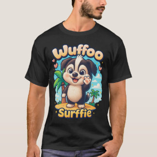 Camiseta Wuffoo Surffie Cute Kawaii Puppy Tropical Island