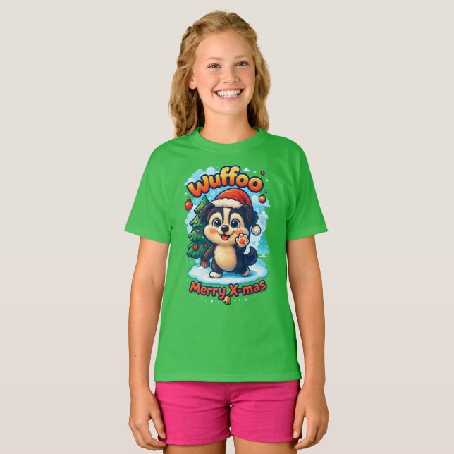 Camiseta Wuffoo Surffie Merry Natal Kawaii 3D Feriado (Frente Completa)