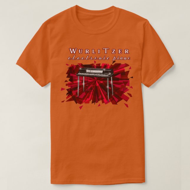 Camiseta Wurlitzer Piano Elétrico 1970s design  (Frente do Design)
