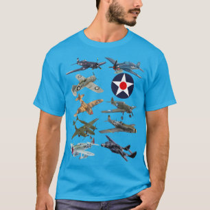 Camiseta WW2 American Fighters F4U Corsair P-51 Mustang P-4