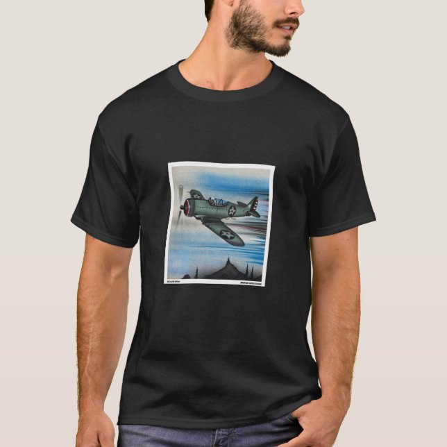 Camiseta WW2 Avião-Combatente-Combatente de Pintor Militar (Frente)