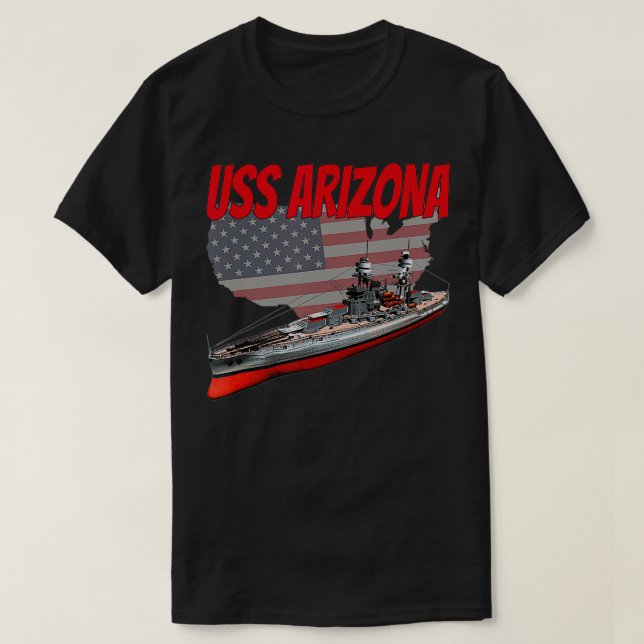 Camiseta WW2 Battleship USA Arizona BB39 Guerra Mundial 2 N (Frente do Design)