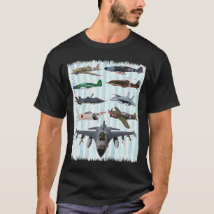 Camiseta WW2 Planes Warbird P51 Mustang Spitfire Messersch