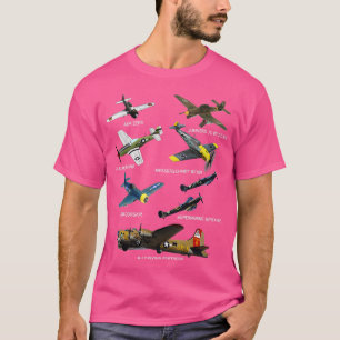 Camiseta WW2 Planes Warbird P51 Mustang Spitfire Messersch