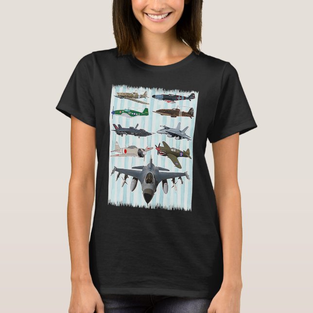 Camiseta WW2 Planes Warbirds P51 Mustang Spitfire Messersch (Frente)