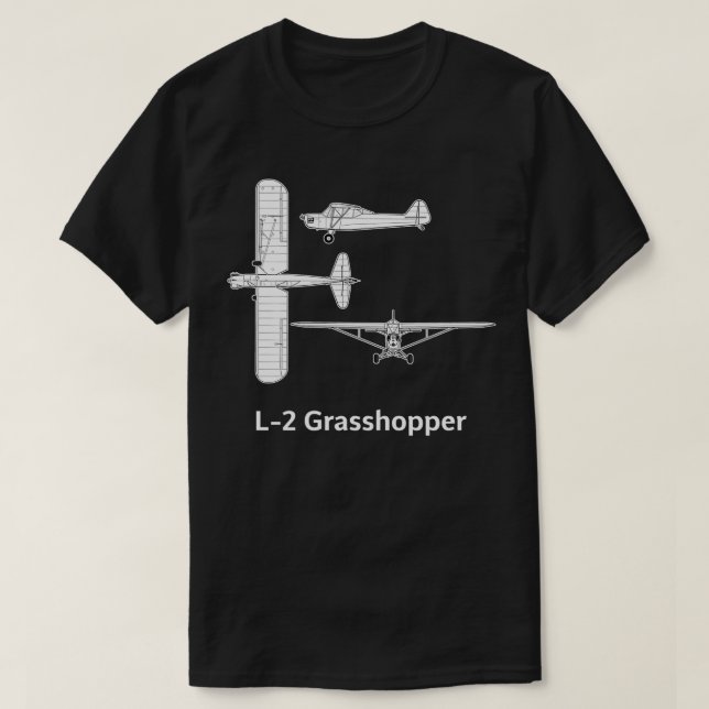 Camiseta WW2 Taylorcraft L2 Embalagem em gafanhotos avião l (Frente do Design)