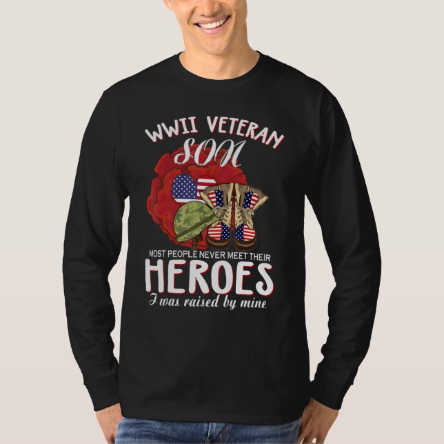 Camiseta WWII Veteran Son Most People Never Meet Their Hero (Frente)