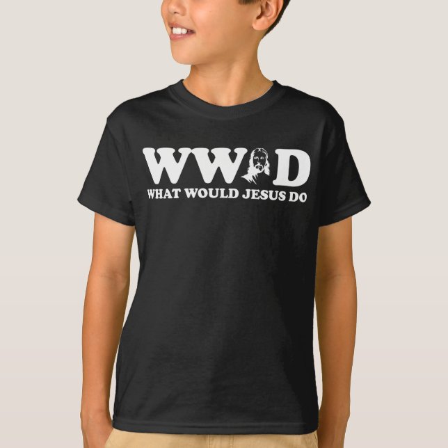 Camiseta WWJD O Que Jesus faria T- (Frente)