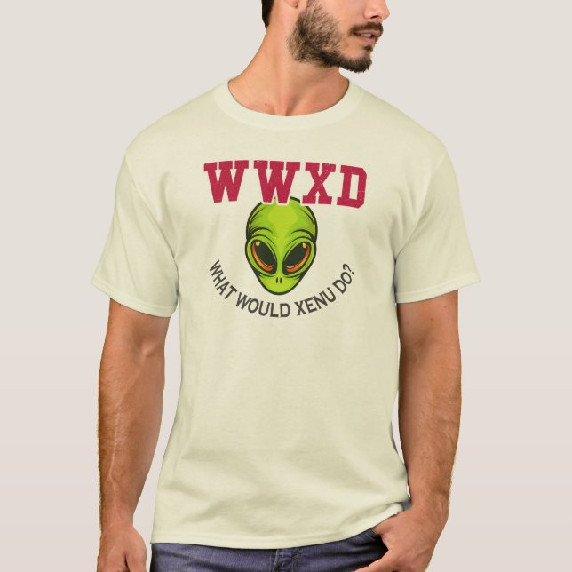 Camiseta WWXD O Que Xenu Do Scientology Cultaria Protesto (Frente)