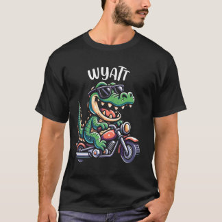 Camiseta Wyatt Funny Alligator Design de motocicletas para