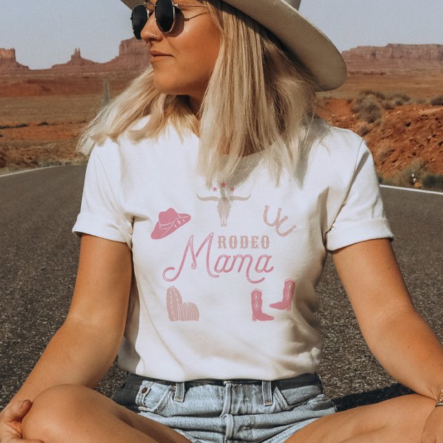 Camiseta WYNONA Blush Pink Cowgirl Rodeo Mama (Criador carregado)