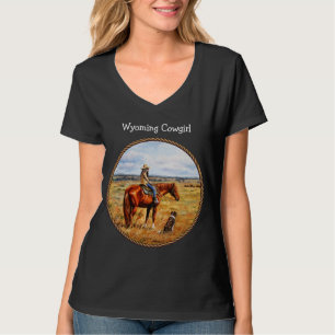 Camiseta Wyoming Cowgirl em Bovinos