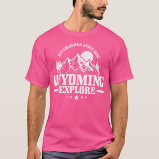 Camiseta Wyoming Est. 1890 Explorar Montanhas Vintage Camin