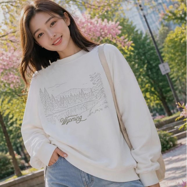 Camiseta Wyoming EUA Arte Linear  (Criador carregado)