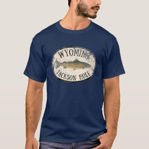 Camiseta Wyoming Jackson Hole Trout Fish Fly Fish Vintag