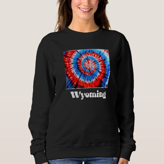 Camiseta Wyoming Tie Dye Red White Blue Patriotic (Frente)