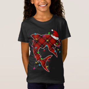Camiseta X-Mas Tubarão Oceano Oceano Pescado Luzes de Natal