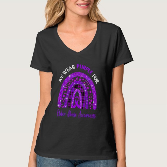 Camiseta Xadrez Arco-Íris Eu Visto Roxo Para Abuso Mais Vel (Frente)