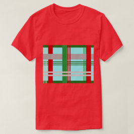 Camiseta xadrez azul brilhante, verde e vermelha com padrão