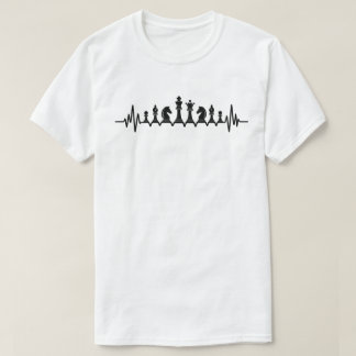 Camiseta Xadrez Batimento Cardíaco Peças de Xadrez Ritmo Ca