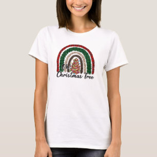 Camiseta Xadrez Buffalo e Impressão do Leopardo Arco-Íris (