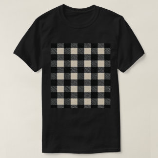 Camiseta Xadrez Buffalo Preto e Creme