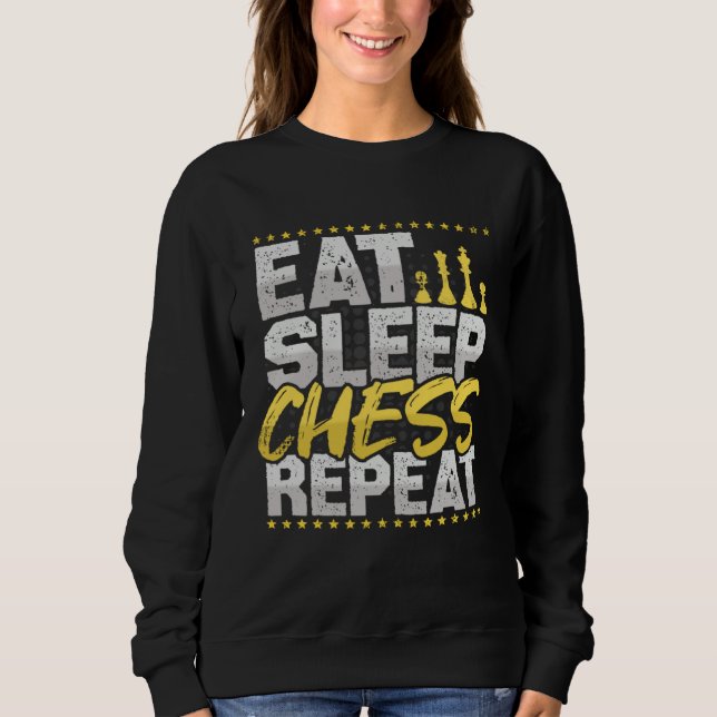 Camiseta Xadrez Comer Dormir Repetir Tabuleiro de Xadrez Ho (Frente)