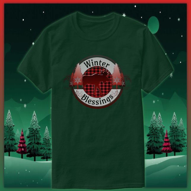 Camiseta Xadrez  Crachá de alce de inverno (Criador carregado)