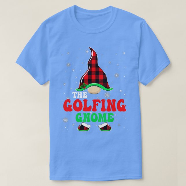 Camiseta Xadrez Da Família Buffalo De Golfing Gnomo Ch (Frente do Design)