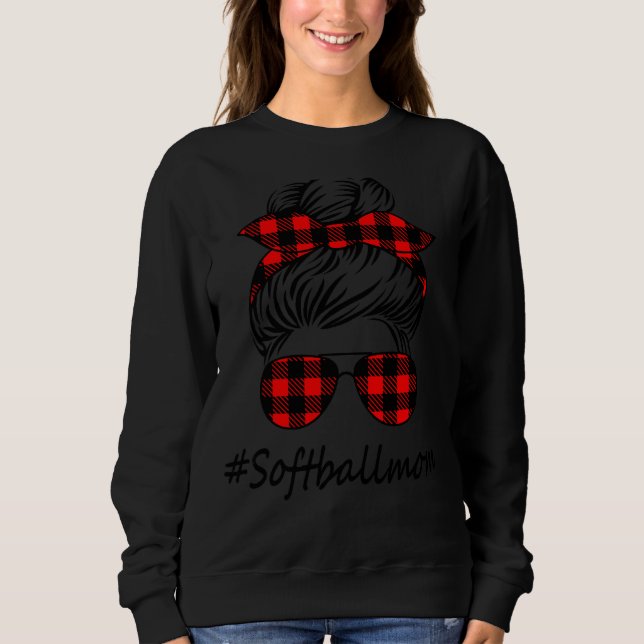 Camiseta Xadrez de Arma Óculos de Sol Softball Mãe Mãe Mãe  (Frente)