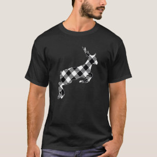 Camiseta Xadrez De Búfalo De Natal Clássico Branco E Negro