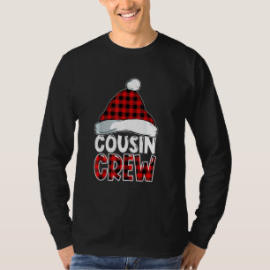 Camiseta Xadrez de Búfalo Vermelho Santa Hat Cousin Crew Fa