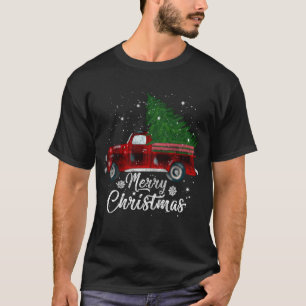 Camiseta Xadrez de Buffalo Árvore de Natal Red Truck Cos