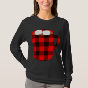 Camiseta Xadrez de Buffalo, Copa de Cacau Quente, com o Mar