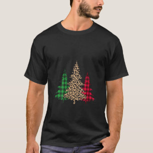 Camiseta Xadrez de Buffalo de Natal Árvores-Leopardo Neve G