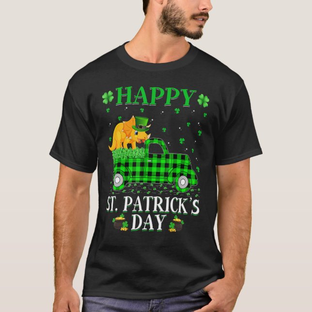 Camiseta Xadrez de Buffalo,  Verde, Rua Triceratops. (Frente)