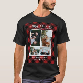 Camiseta Xadrez de Buffalo Vermelho Negro Russo Feliz Natal