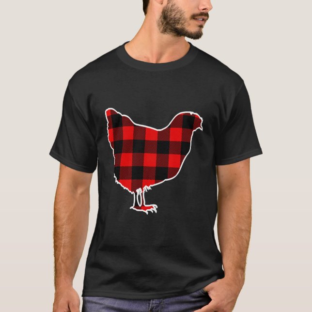 Camiseta Xadrez De Galinha Buffalo Hen Fowl Correspondendo  (Frente)