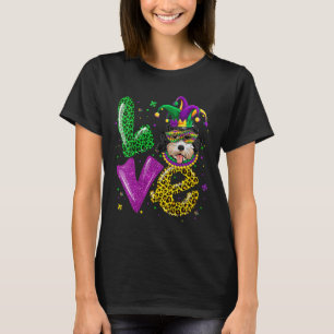 Camiseta Xadrez de Máscara de Cachorro Ouro de Amor Bonito