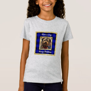 Camiseta Xadrez de Natal Azul e Preto para Quadro de Fotos
