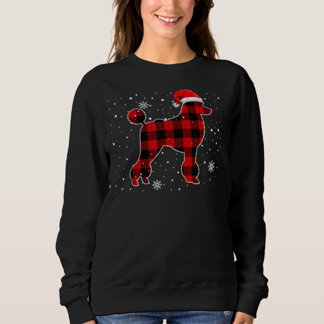 Camiseta Xadrez de Natal Buffalo Cão Poodle Pa (Frente)