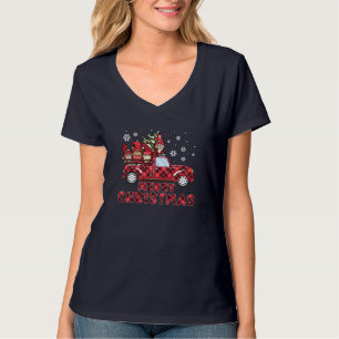 Camiseta Xadrez de Natal Buffalo Red Truck Xmas Tree Gnomos