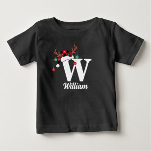 Camiseta Xadrez de Natal da Família Monograma Personalizada