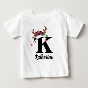 Camiseta Xadrez de Natal da Família Monograma Personalizada