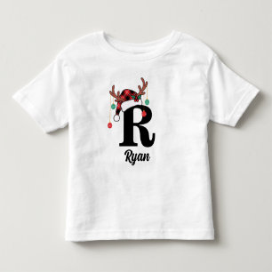 Camiseta Xadrez de Natal da Família Monograma Personalizada