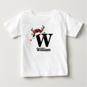 Camiseta Xadrez de Natal da Família Monograma Personalizada
