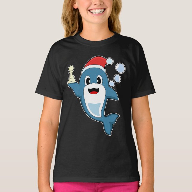 Camiseta Xadrez de Natal do Golfinho (Frente)