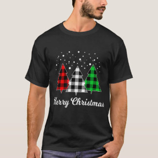 Camiseta Xadrez de Natal Feliz de Árvore Natal Christma