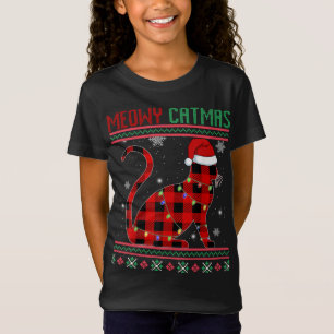 Camiseta Xadrez de Natal Meowy Gatinho Gatinho Gatinho Frio